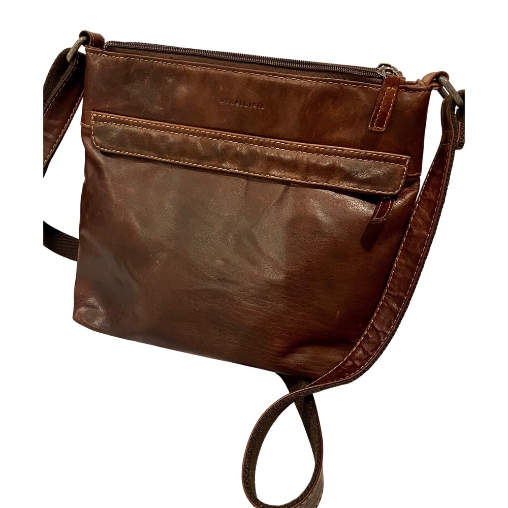 Jack Georges Voyager City Leather Crossbody Bag Brown & Back Purse Organizer